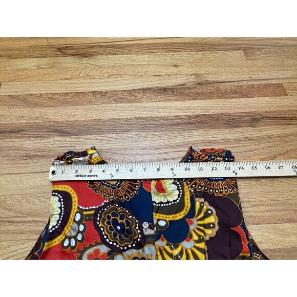 J. Crew Darwin Ratti Women's 12 Yellow Blouse Silk Tank Top Twill Ruffle Floral - Picture 5 of 8